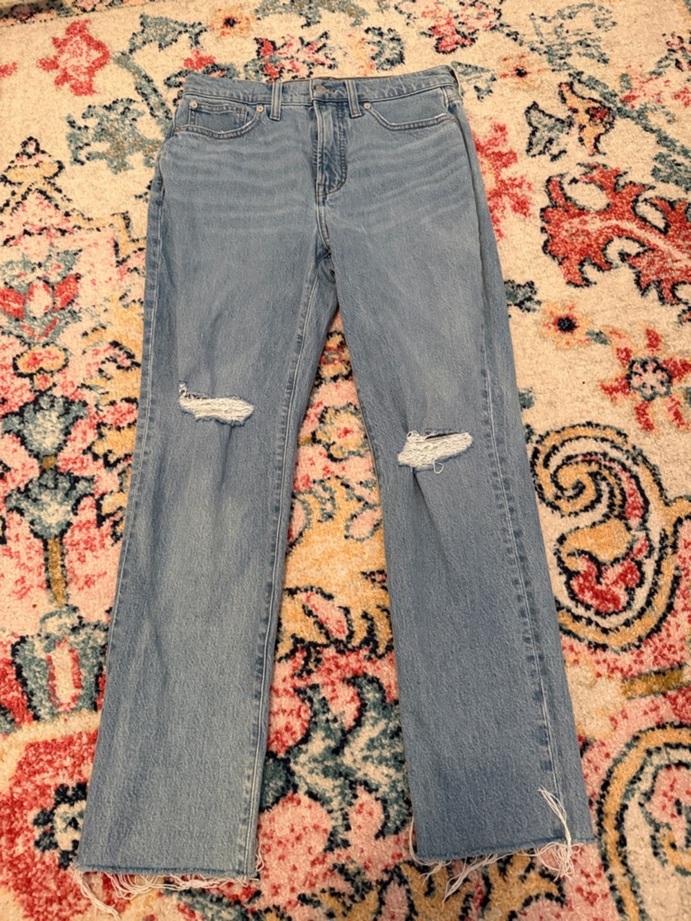 Madewell Light Blue Distressed Straight-Leg Women’s Jeans